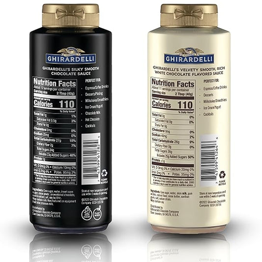 Ghirardelli Chocolate & White Chocolate Sauce Variety Pack – 2 x 16 oz Squeeze Bottles
