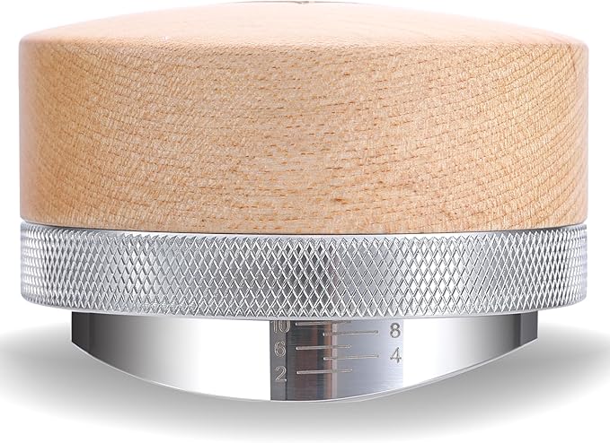 KNODOS Espresso Distribution Tool 58.5mm Maple Coffee Distributor Adjustable Depth Stainless Steel Espresso Leveler Premium Espresso Machine Accessories For Coffee Bar