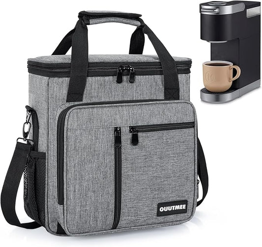 Coffee Maker Carrying Bag Compatible with Keurig K-Mini or K-Mini Plus, Single Serve Coffee Brewer Portable Storage Bag with Extra Pockets, Storage Tote Case With Shoulder Strap