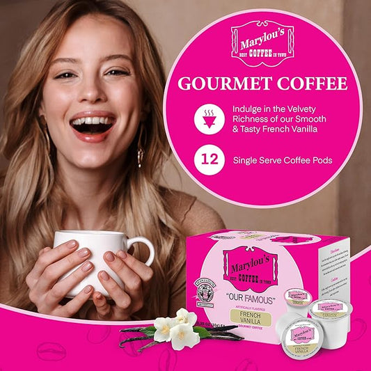 Marylou's Coffee – French Vanilla Flavored Gourmet Coffee – Single Serve Coffee Pods, Compatible with Keurig Brewers – 12 Pods