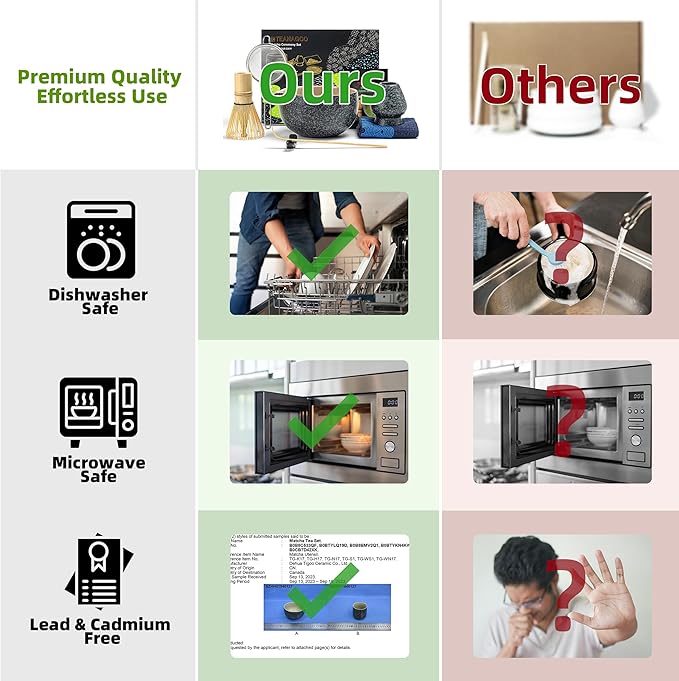 TEANAGOO 12 Pcs Matcha Whisk Set Black,Ceramic Matcha Set,Matcha Kit for Ceremony,Complete Travel Matcha Tea Set,Matcha Set Whisk and Bowl with 2 Cups(7.2oz)/Traveling Bag,Gifts for Matcha Lover