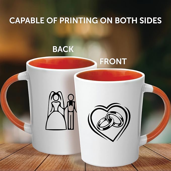 Custom Ceramic Latte Coffee Mugs by Albany 13 oz. Set of 100, Personalized Bulk Pack - Perfect for Coffee, Tea, Espresso, Hot Cocoa, Other Beverages - Orange