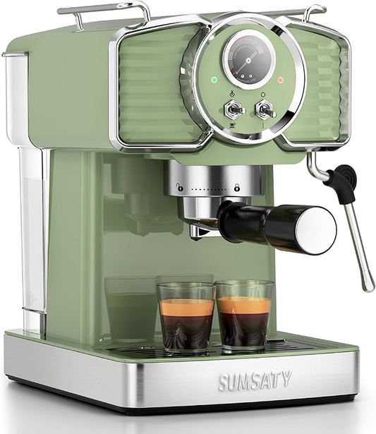 Espresso Machine 20 Bar Espresso Maker with Milk Frother Steam Wand, Professional Expresso Machine for Home Cappuccino & Latte Maker, Retro Coffee Maker with 61oz Water Tank, Matcha Green