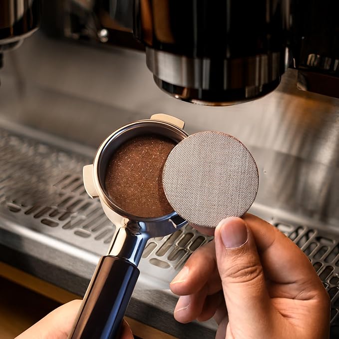 stochastic box 54 mm Bottomless Portafilter with Puck Screen, 3 Ears Espresso Portafilter Compatible with Breville Barista Express Machines,Stainless Steel Por tafilter and ABS Handle for kitchen
