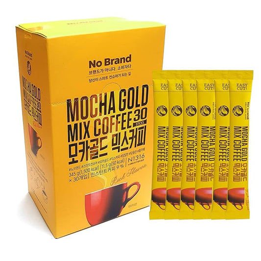 LENITH Korean Mocha Gold Mix Coffee 30 Sticks Instant Coffee Mix Home Cafe Sweet Coffee (0.4oz * 30 Sticks) Total 12.16oz