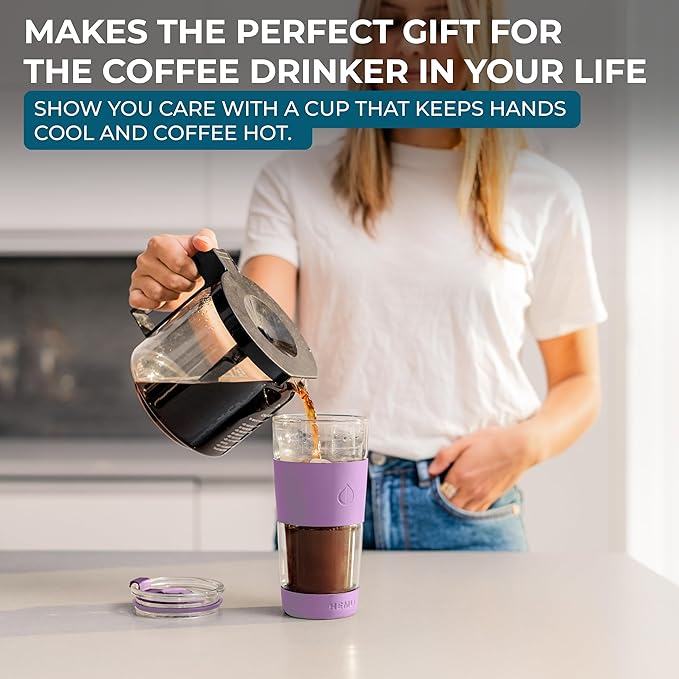 19 oz Clear Double Wall Borosilicate Glass Coffee Tumbler, to Go Travel Mug with Lid, Portable with Straw, Reusable Cup for Tea, Smoothies, Iced Coffee, and Boba