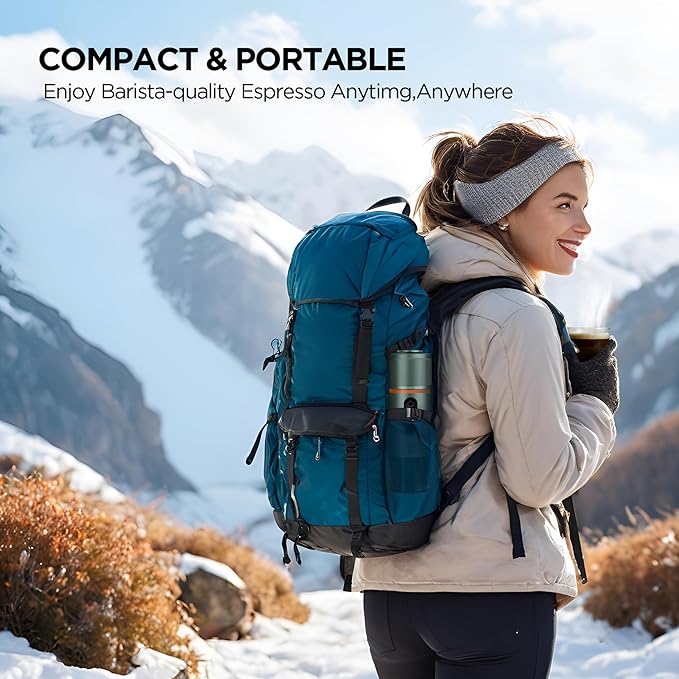 Portable Espresso Maker 20 Bar Self‑Heating & Auto-off | 13500 mAh Battery Brews 8 Shots | 12 V Mini Espresso Machine Compatible with Nespresso Original Pods | Car/Travel/Camping
