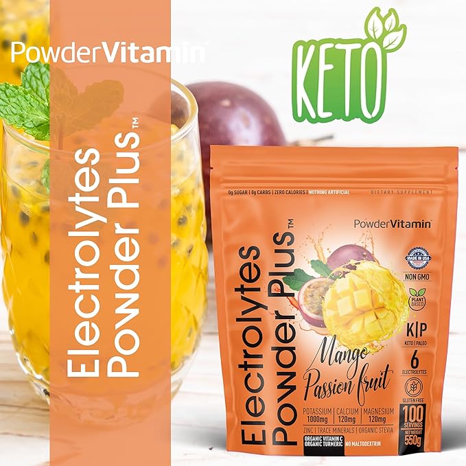 PowderVitamin Electrolytes Powder Plus (100 Servings) Strawberry Cucumber Electrolyte Powder Zero Calorie Keto,0Sugar, No Maltodextrin,1000mg Potassium,120mg Calcium,120mg Magnesium, Hydration Powder