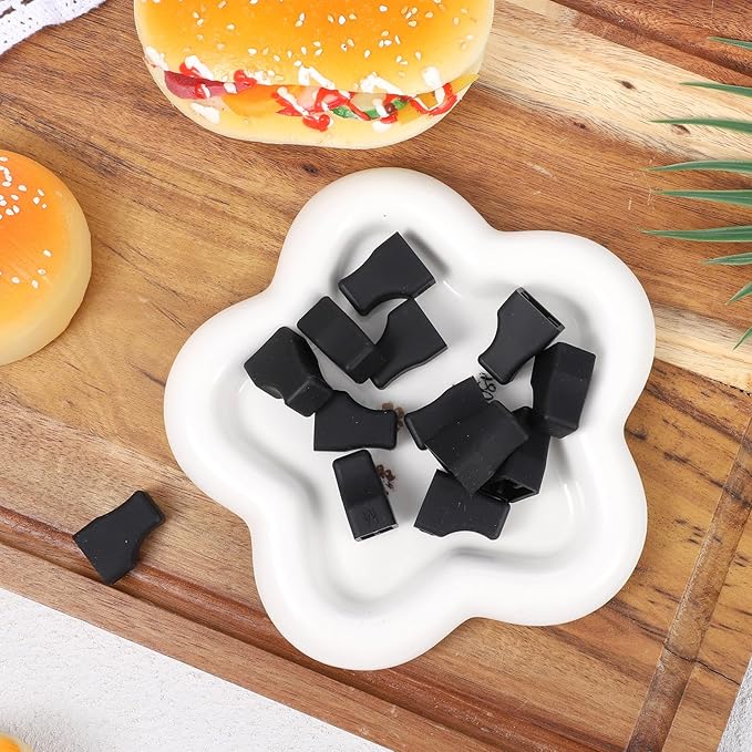 LIQWEI 30 Pcs Coffee Syrup Pump Tip Covers, Black Rubber for Syrup Pump, Sugar, Pour Dispenser, Condiments, Olive Oil, Liquor Bottle, Long Lotion Pumps
