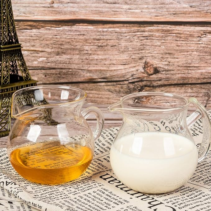ELITEA Clear Glass Creamer Pitcher Milk Cream Tea Serving Pitcher (250ml, 8.5 oz. fl)