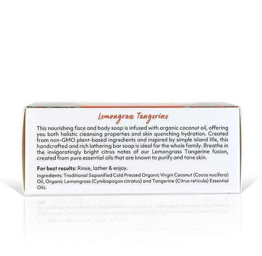 "Coco Fiji Soap Bar for Face and Body Infused With Organic Coconut Oil, Lemongrass Tangerine Essential Oil, Natural Soap for Moisturizing & Pore Purifying Skin, 7 oz, Pack Of 2 "