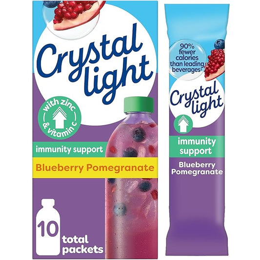 Crystal Light Immunity Support Blueberry Pomegranate naturally flavored with other natural flavor Powdered Drink Mix, .07 oz Packets, 10 per Box