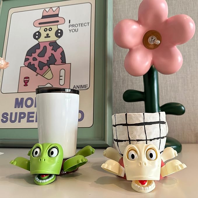 JOD® Turtle Cup Holder,Turtle Coaster with Funny Expression, 2 PCs Cup Holder with Liftable Limbs & Expressive Face for Turtles,Tortoise Lover Gag Gifts Home Decor(2pc-Light Green Pink)