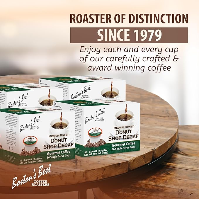 Boston’s Best - Hearty Donut Shop Decaf Medium Roast Coffee, Delicious Gourmet Compatible with Keurig Coffee Maker - 144 Count (Pack of 1)