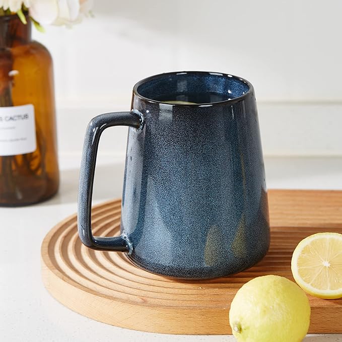 Large Ceramics Coffee Mugs, 24 OZ Large Handle Coffee Mugs, Extra Large Tea and Coffee Cup for Office and Home, Microwave and Dishwasher Safe (24 OZ Blue)
