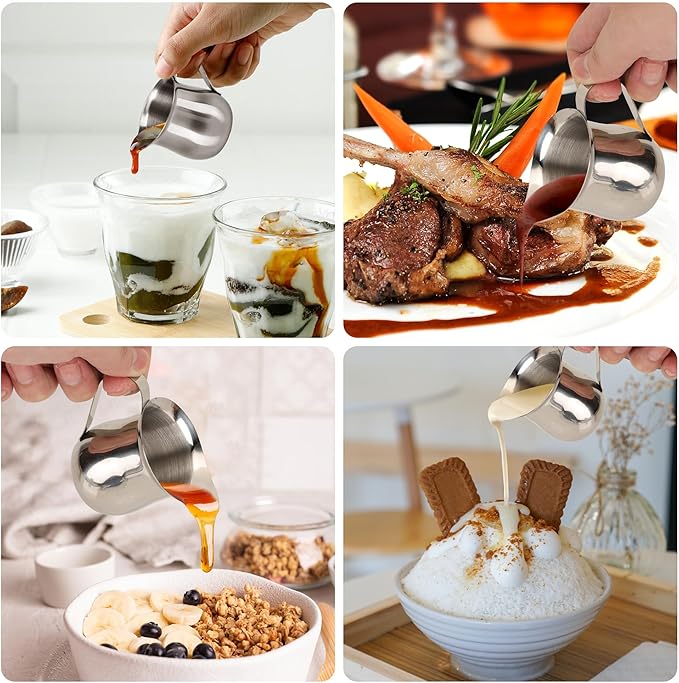 12 Pack Stainless Steel Bell Creamers 3 oz Mini Cream Pitcher Small Cream Jugs for Milk, Coffee, Jam, Sauces, Syrup