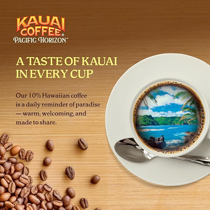 Kauai Coffee Whole Bean Coffee – Smooth,Non-Bitter Pure Arabica – Light Floral Notes & Bright Aroma-– Grown on Hawaii's Largest-Coffee Farm-– Koloa Estate Medium Roast of 10oz,(Pack of 4)