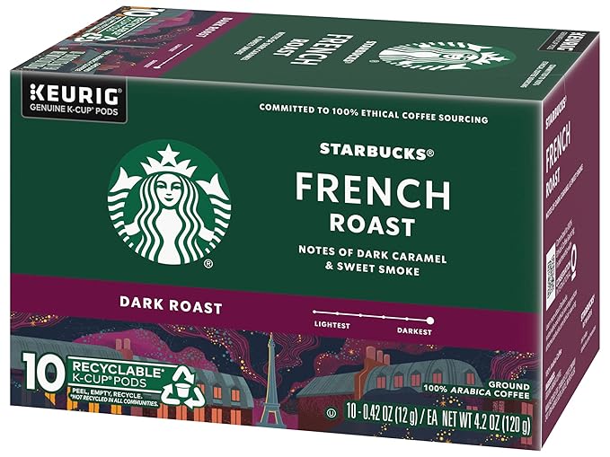 Starbucks Coffee K-Cup Pods, French Roast, Dark Roast Ground Coffee K-Cups for Keurig Brewers, 100% Arabica Coffee, 10 CT K-Cup Pods/Box (Pack of 3 Boxes)