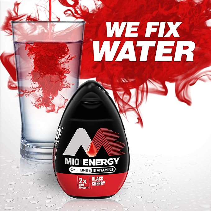 MiO Energy Black Cherry Naturally Flavored Liquid Water Enhancer 1 Count 3.24 fl oz (Pack of 5)
