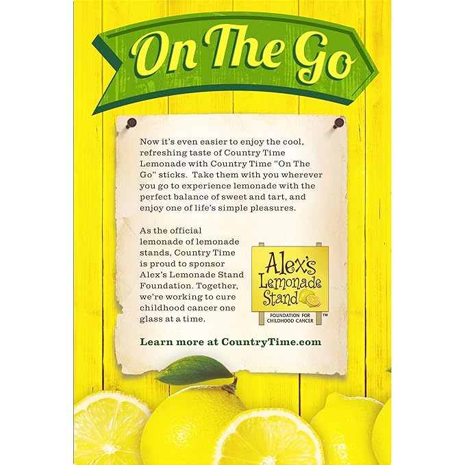 Country Time Lemonade Naturally Flavored with other natural flavor On-The-Go Powdered Drink Mix, 60 ct Packs, 6 Boxes, 10 ct Packets
