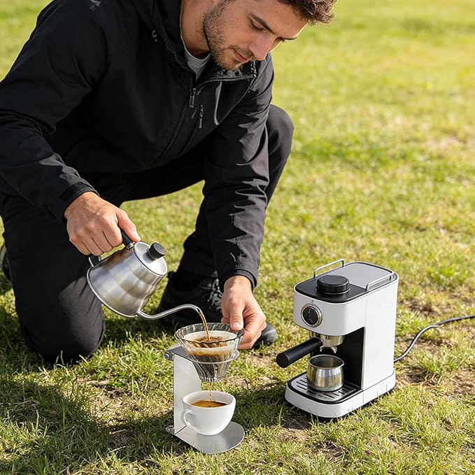 Pour Over Drip Holder – Portable Espresso Stand, Foldable Aluminum Station, Compact Brew Frame | Stable Cup Support, Space Saving Design, Lightweight Travel Setup, Manual Coffee Brewing Accessory For