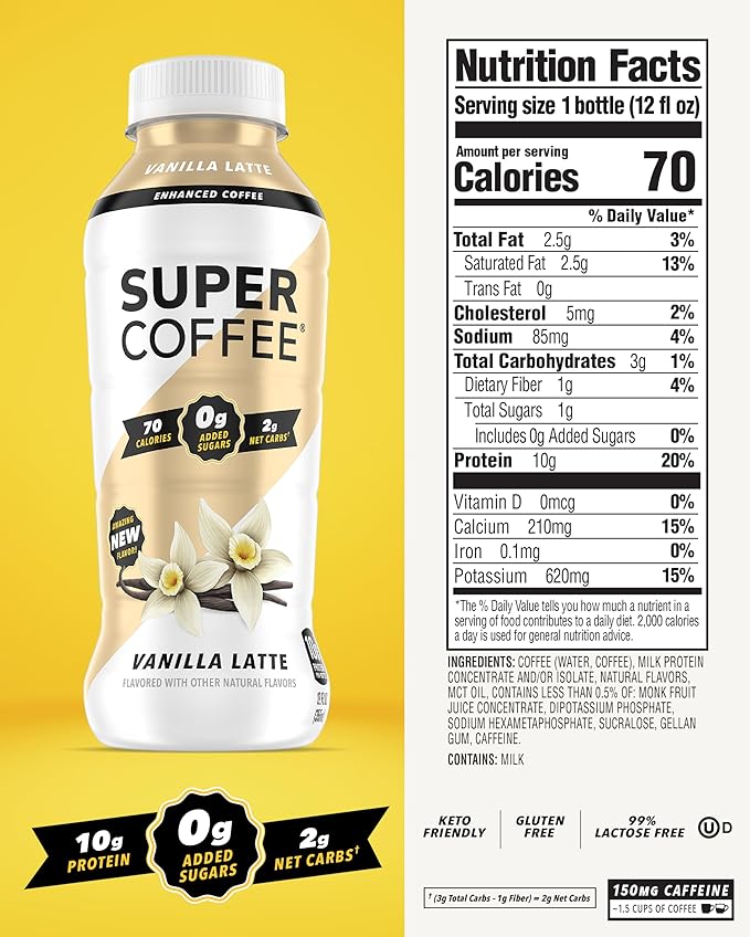 Super Coffee, Keto Protein Coffee (0g Added Sugar, 10g Protein, 70 Calories) 12 Fl Oz | Iced Smart Coffee Drinks - LactoseFree, SoyFree, GlutenFree (12 Fl Oz (Pack of 12), Core 3 Variety)