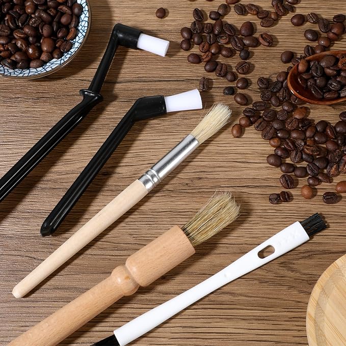 5 Pcs Coffee Grinder Brush Group Head Brush Brushes Kit Nylon Machine Cleaning Brushes Wooden for Coffee Machine