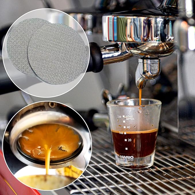 2 Pack 53.3mm Espresso Puck Screen, Reusable Coffee Filter Screen for Portafilter Filter Basket, 1.7mm Thickness 150μm 316 Stainless Steel, Compatible with Espresso Machine