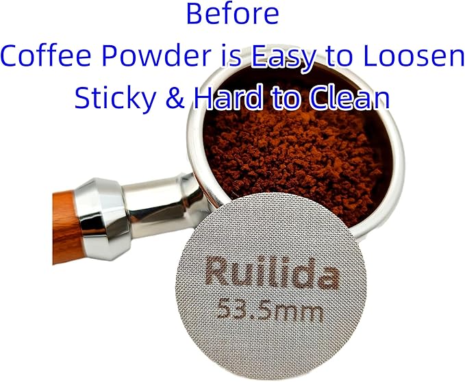 Espresso Puck Screen 53.5mm, Reusable 1.7mm Thickness 150μm 316 Stainless Steel Professional Barista Coffee Filter Mesh Plate for Espresso Portafilter Filter Basket (53.3-54mm breville)