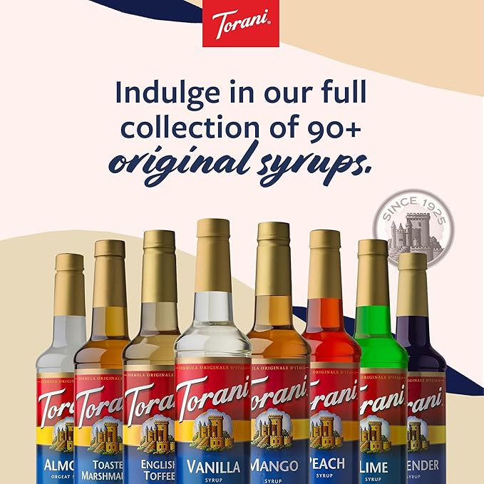 Torani Crème de Banana Syrup for Drinks & Desserts, Glass Bottle with Pump Included, 25.4 Fl Oz