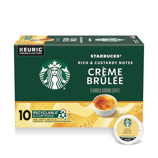 Starbucks K-Cup Coffee Pods, Flavored Hot or Iced Coffee, Crème Brûlée, 10 Keurig Pods