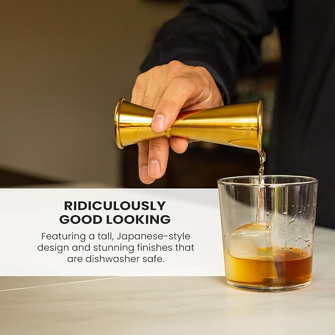 A Bar Above Premium Japanese Jigger, With 8 Measurements Inside, Professional and Heavy Duty, 304 Stainless Steel Cocktail Double Jigger for Bartending, 2 Pack, Stainless Steel