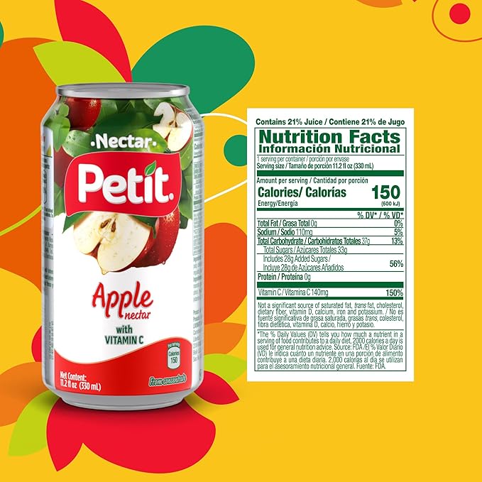 Petit Apple Nectar, 330 ml Cans (Pack of 24) – Refreshing Fruit Juice Beverage