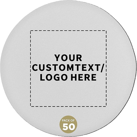 50 Round Foam Bud Coasters Pack, 4 inch - Customizable Text, Logo - PU Foam, Party Favor - White