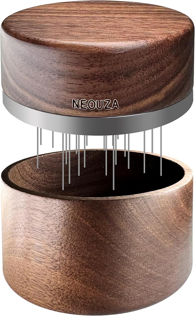 NEOUZA Palm WDT Tool Spinning Espresso Stirrer with Cover,24 Pins, 3 Length Trimmable, Distribution Leveler Accessories for Coffee Machine Portafilters (58mm)