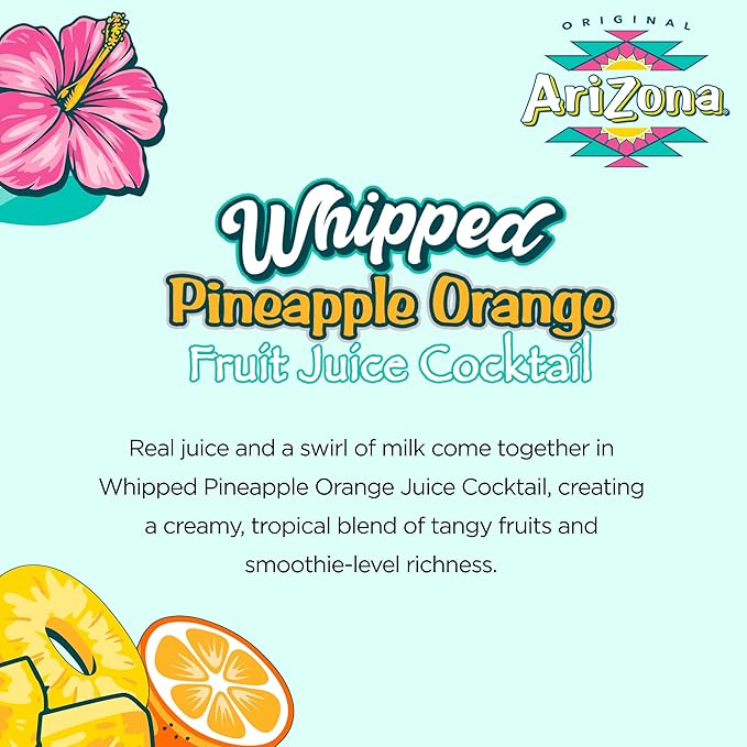 AriZona Whipped Pineapple Orange, Fruit Juice Drink - Big Can, 22 Fl Oz (Pack of 12)