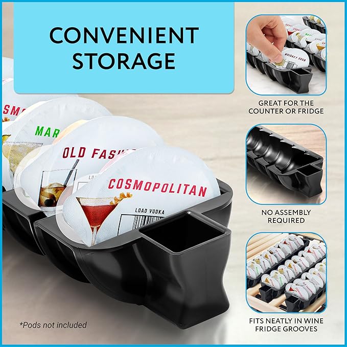 IMPRESA Pod Organizer - Compatible with Bartesian Cocktail Machine & Bar Accessories Organizer - 24-Slot Cocktail Capsules Holder - Secure Loading & Drink Capsule Holder - Plastic, Pack of 3