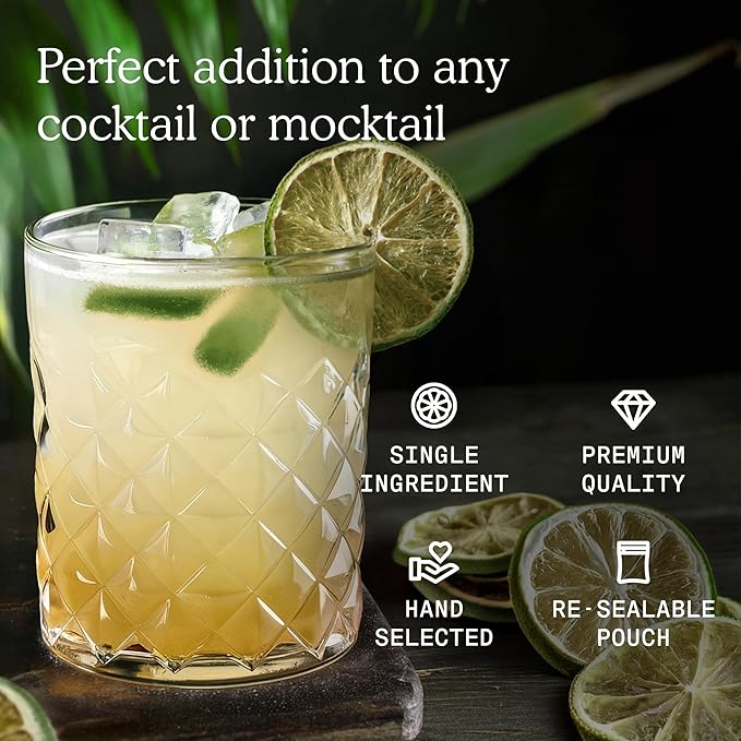 SAYSO Dehydrated Limes | Dried Fruit Slices for Cocktail or Mocktail Garnish for Drinks | Premium Quality Citrus | Single Ingredient, Hand Selected, 12 Slices