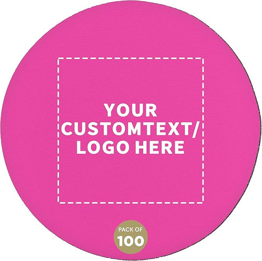 100 Round Foam Bud Coasters Pack, 4 inch - Customizable Text, Logo - PU Foam, Party Favor - Neon Pink