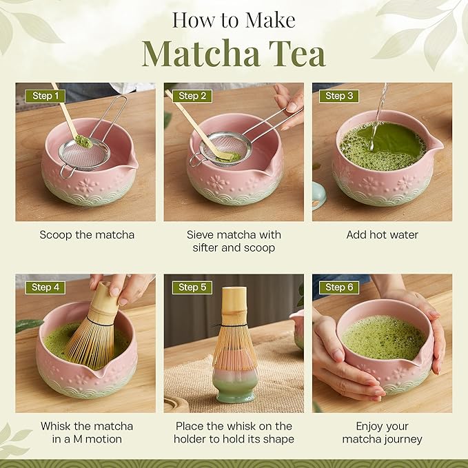 Matcha Whisk Set 9pcs – Matcha Tea Set with Ceramic Matcha Bowl, Bamboo Whisk (Chasen), Scoop, Sifter | Matcha Kit for Japanese Tea Ceremony & Beginners(Gradient)