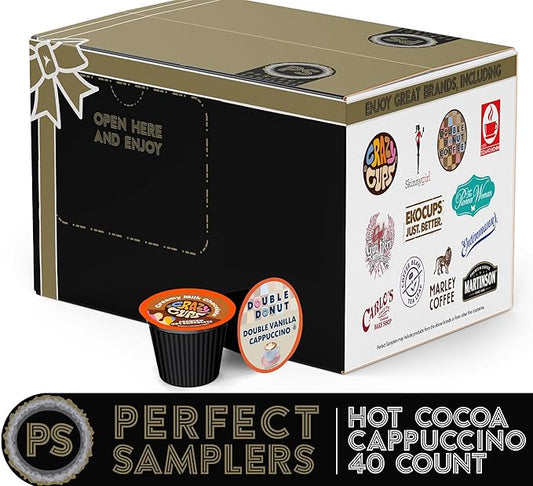 Crazy Cups Cappuccino & Hot Chocolate Variety Pack, Including Flavored Chocolate & Cappuccino Coffee for Keurig K Cup Machines, 40 Count