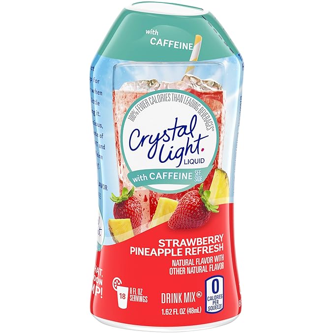 Crystal Light Liquid Strawberry Pineapple Refresh Energy Drink Mix with Caffeine (1.62 fl oz Bottle) (Pack of 1)