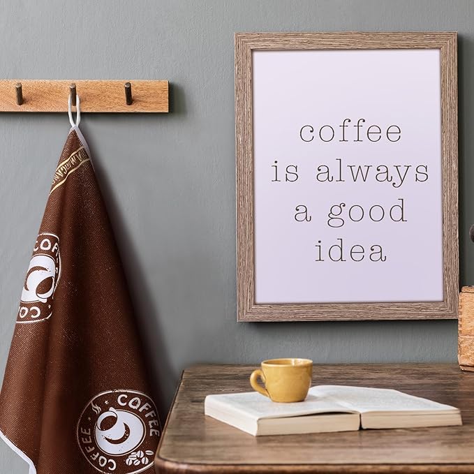 Ferraycle 4 Pieces Kitchen Dish Cloths Coffee Kitchen Hand Towels Absorbent Tea Towels 24 x 16 Inches, Cafe Lover Gift Bar Decorative Dish Cloths Rags, for Farmhouse(Mainly Brown,Vehicle Style)