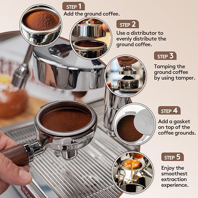 Bottomless Portafilter 51mm Compatible with CASABREWS CM5418, 5418Pro & 3700Essential - Stainless Steel 3-Ear Portafilter with Puck Screen & Filter Basket