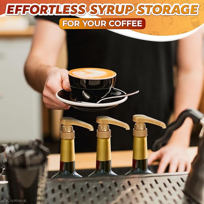 16 PCs Coffee Syrup Dispenser Pump – 9.25" Closed/11.54" Open Coffee Syrup Dispenser Pump – Fits Various 25.4 oz Bottles, Lock Mechanism, Easy Cleanup, Suitable for Liquids, Sauces & Pastes
