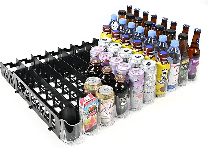 Visi-FAST Spring Push Drink Dispenser, Refrigerator Organizers and Storage for 12/16 oz Beverages, Bottles, and Cans, Drink Dispenser for Fridge, Commercial and Home, (Pack of 6)