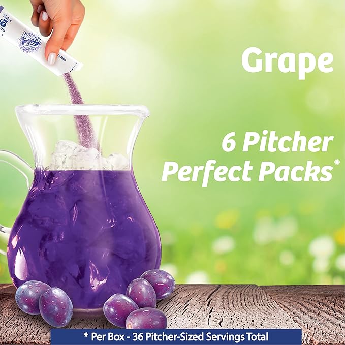 Wyler's Light Pitcher Packs, Water Drink Mix, 6 Boxes (36 Pitcher Packets) (Grape) (Pack of 2)