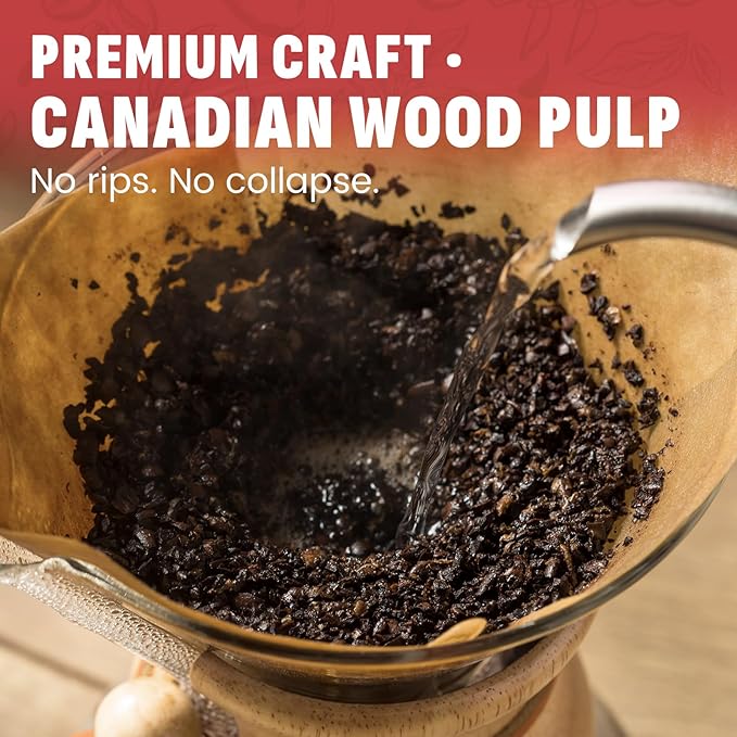 Phyyixs Pre-Folded Unbleached Cone Coffee Filters – Premium Canadian-Imported Thick Paper, Compatible with Chemex Pour-Over Brewers(240 Filters)