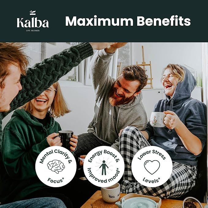 Kalba Organic Mushroom Coffee Grounds, Medium Roast 10 oz | Arabica Coffee with Lion's mane, Chaga, Turkey Tail, & Nigella Seed for Energy Boost & Immunity