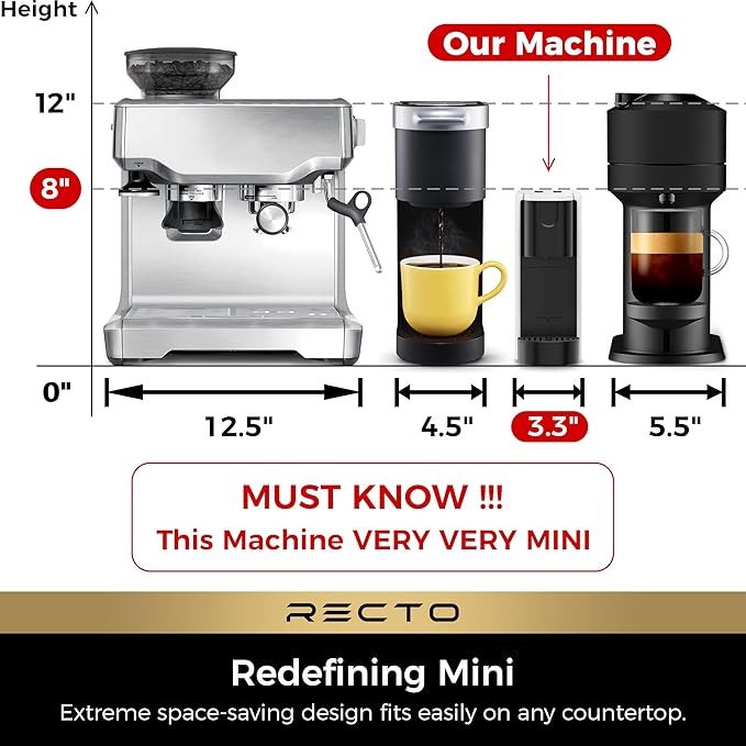 CHULUX RectoCafé Espresso Machine for Nespresso Original Capsule Pod, 20 Bar Professional Italian Pump Coffee Machine, Extra Mini Espresso Maker for Home & Office, White